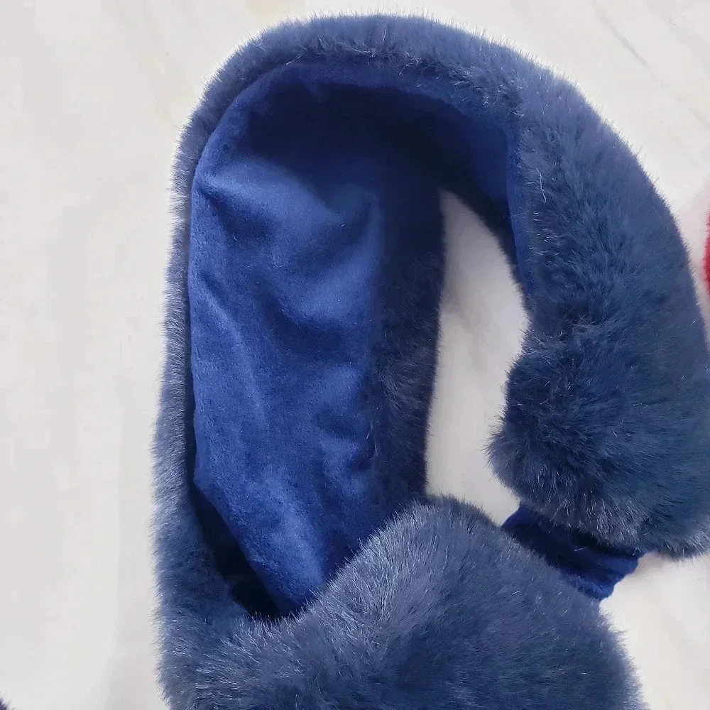 Chico's Faux-Fur Headband Navy Blue Cold Weather Luxe Cozy Soft One Size